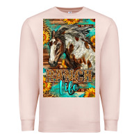 Pale Pink Western Ranch Life Mustang Horse Premium Sweatshirt - LillyAllenDesigns
