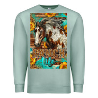 Seafoam Western Ranch Life Mustang Horse Premium Sweatshirt - LillyAllenDesigns