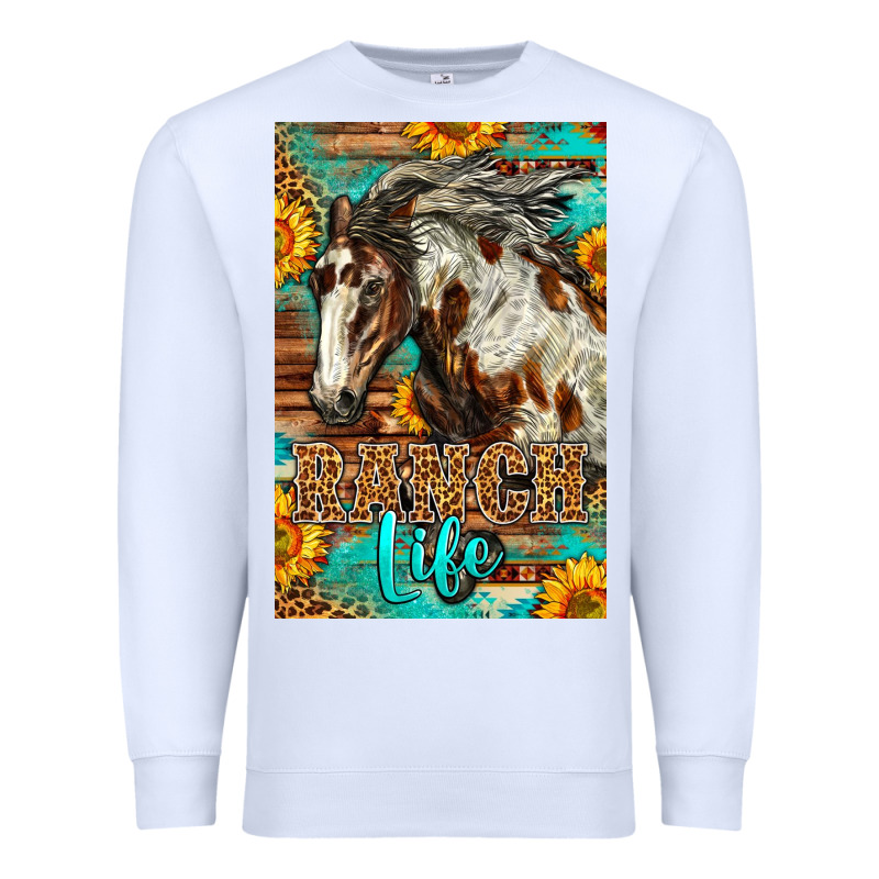 Western Ranch Life Mustang Horse Premium Sweatshirt by LillyAllenDesigns | Teevron
