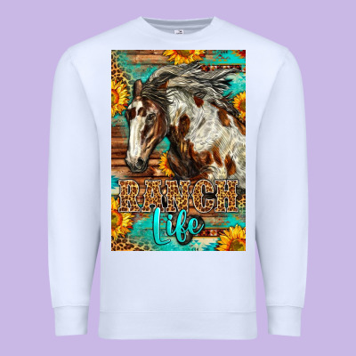Western Ranch Life Mustang Horse Premium Sweatshirt Designed By Lillyallendesigns