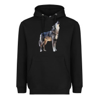 Black wolf Heavyweight Hoodie - LillyAllenDesigns