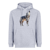 Heather Grey wolf Heavyweight Hoodie - LillyAllenDesigns