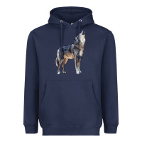 Navy wolf Heavyweight Hoodie - LillyAllenDesigns
