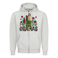 Dove Grey san judas gracias Zipper Hoodie - JahusDesignShop