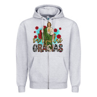 Heather Grey san judas gracias Zipper Hoodie - JahusDesignShop