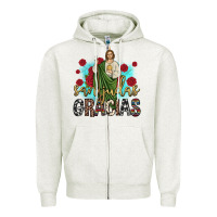 Oatmeal Heather san judas gracias Zipper Hoodie - JahusDesignShop