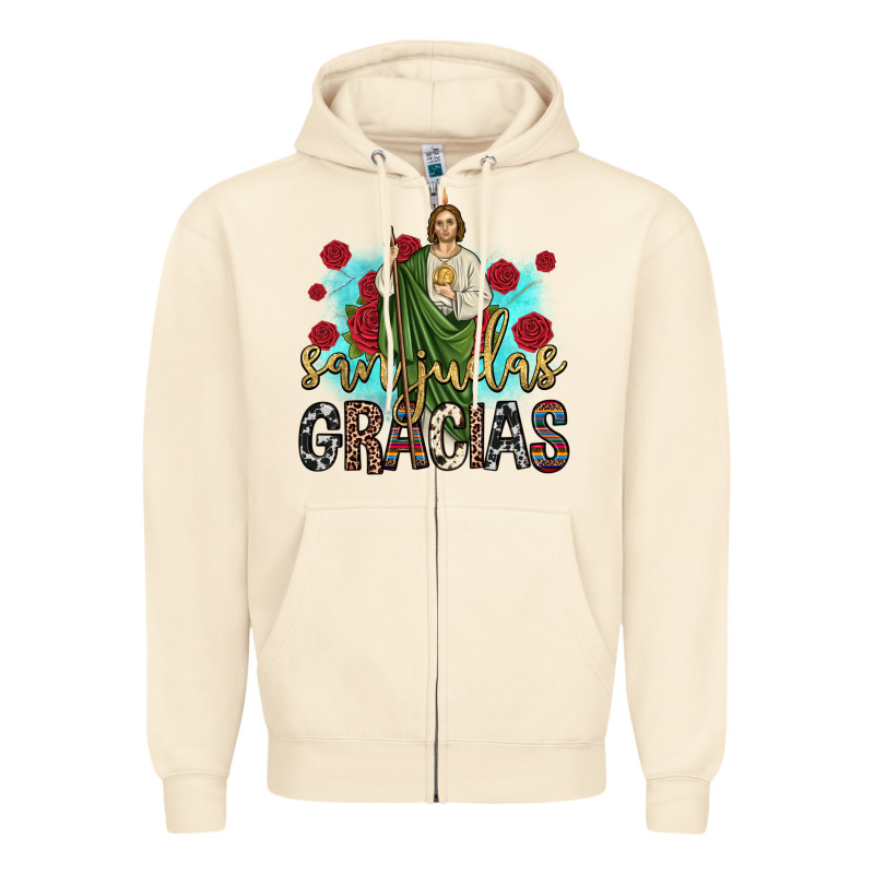 San Judas Gracias Zipper Hoodie by JahusDesignShop | Teevron