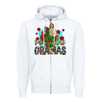 White san judas gracias Zipper Hoodie - JahusDesignShop