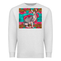 Oatmeal Heather Pink Glitter And Roses Sphynx Cat Premium Sweatshirt - LillyAllenDesigns