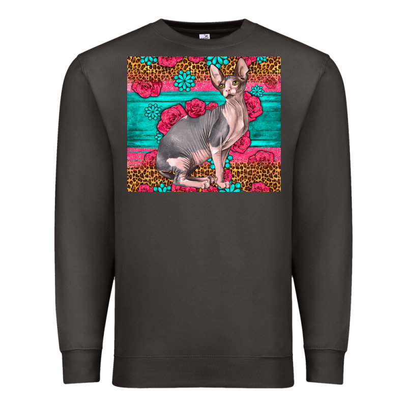 Pink Glitter And Roses Sphynx Cat Premium Sweatshirt by LillyAllenDesigns | Teevron