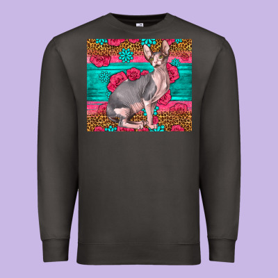 Pink Glitter And Roses Sphynx Cat Premium Sweatshirt Designed By Lillyallendesigns