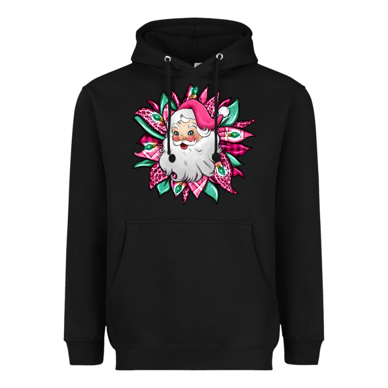 Pink Christmas Santa Claus Sunflower Heavyweight Hoodie by Jasminsmagicworld | Teevron