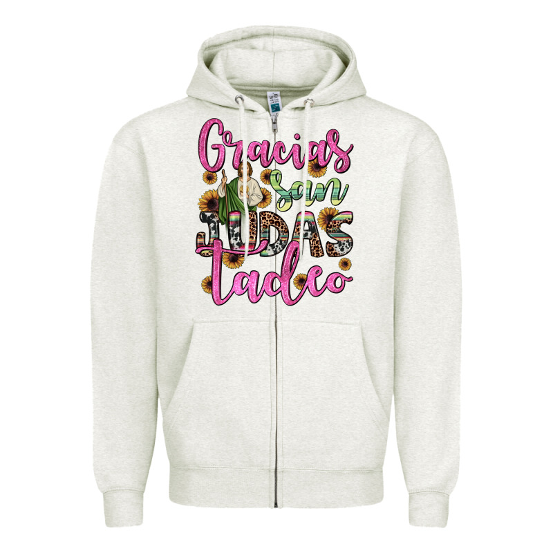 Gracias San Judas Tadeo Zipper Hoodie by JahusDesignShop | Teevron