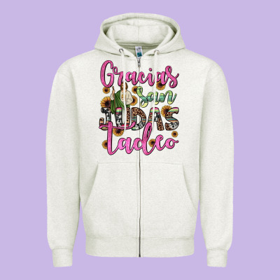 Gracias San Judas Tadeo Zipper Hoodie Designed By Jahusdesignshop