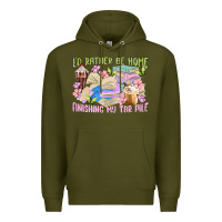 Army Green id rather be home finishing my tbr pile Premium Hoodie - MaliasSmallBusiness