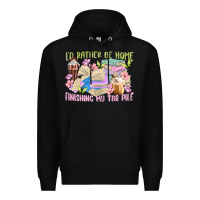 Black id rather be home finishing my tbr pile Premium Hoodie - MaliasSmallBusiness