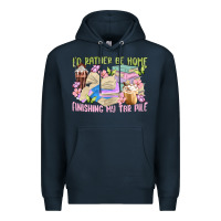 Navy id rather be home finishing my tbr pile Premium Hoodie - MaliasSmallBusiness