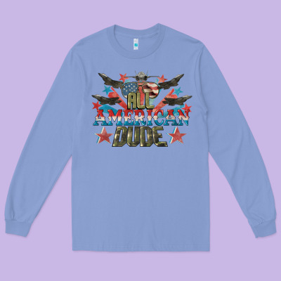 All American Dude 4th Of July Long Sleeve Tee Designed By Cowgirlartshop
