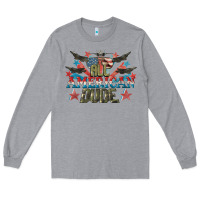 Heather Grey All American dude 4th of July Long Sleeve Tee - CowGirlArtShop