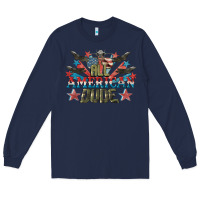 Navy All American dude 4th of July Long Sleeve Tee - CowGirlArtShop