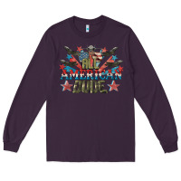 Plum All American dude 4th of July Long Sleeve Tee - CowGirlArtShop