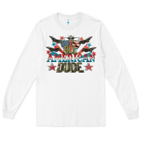 White All American dude 4th of July Long Sleeve Tee - CowGirlArtShop
