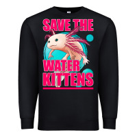 Black save the water kittens axolotl Premium Sweatshirt - Jasminsmagicworld