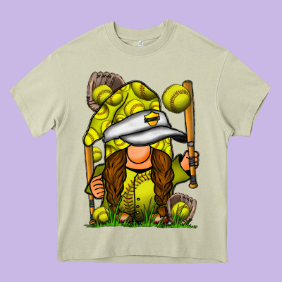 Softball Gnome Heavy Core Tee Designed By Sublimationcraftshop