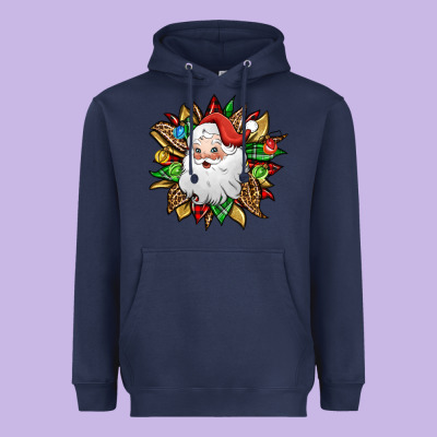 Santa Claus Sunflower Heavyweight Hoodie Designed By Jasminsmagicworld