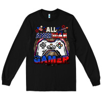 Black All American gamer 4th of july Long Sleeve Tee - CowGirlArtShop