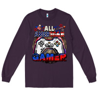 Plum All American gamer 4th of july Long Sleeve Tee - CowGirlArtShop