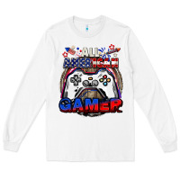 White All American gamer 4th of july Long Sleeve Tee - CowGirlArtShop