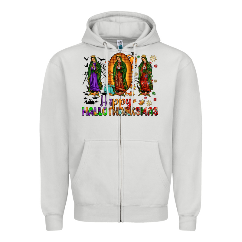 Our Lady Of Guadalupe Happy Hallothanksmas Zipper Hoodie by JahusDesignShop | Teevron