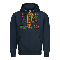 Navy our lady of guadalupe happy hallothanksmas Zipper Hoodie - JahusDesignShop