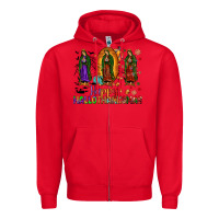 Red our lady of guadalupe happy hallothanksmas Zipper Hoodie - JahusDesignShop