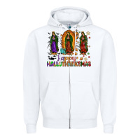 White our lady of guadalupe happy hallothanksmas Zipper Hoodie - JahusDesignShop