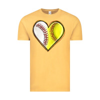Vintage Mustard baseball and softball heart Vintage Tee - texasbilliewilder