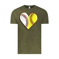 Vintage Olive baseball and softball heart Vintage Tee - texasbilliewilder