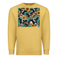 Antique Gold western leopard sunflower black and white  cow Premium Sweatshirt - BarkalooDesign