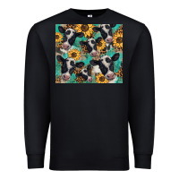 Black western leopard sunflower black and white  cow Premium Sweatshirt - BarkalooDesign