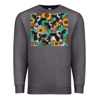 Charcoal Heather western leopard sunflower black and white  cow Premium Sweatshirt - BarkalooDesign