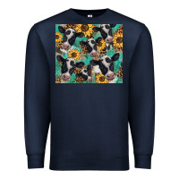 Navy western leopard sunflower black and white  cow Premium Sweatshirt - BarkalooDesign