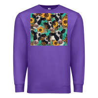 Purple western leopard sunflower black and white  cow Premium Sweatshirt - BarkalooDesign