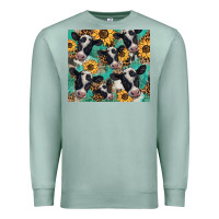 Seafoam western leopard sunflower black and white  cow Premium Sweatshirt - BarkalooDesign