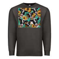 Smoke western leopard sunflower black and white  cow Premium Sweatshirt - BarkalooDesign