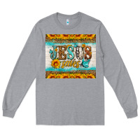 Heather Grey jesus saves tumbler Long Sleeve Tee - HRA Design Shop