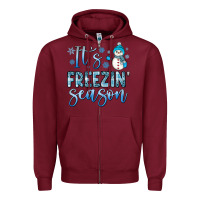 Burgundy it s freezin season Zipper Hoodie - JahusDesignShop