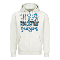 Oatmeal Heather it s freezin season Zipper Hoodie - JahusDesignShop
