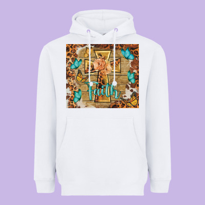 Faith Cross Heavyweight Hoodie Designed By Barkaloodesign