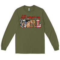Army Green All American girl with cowgirl Long Sleeve Tee - Neo Western
